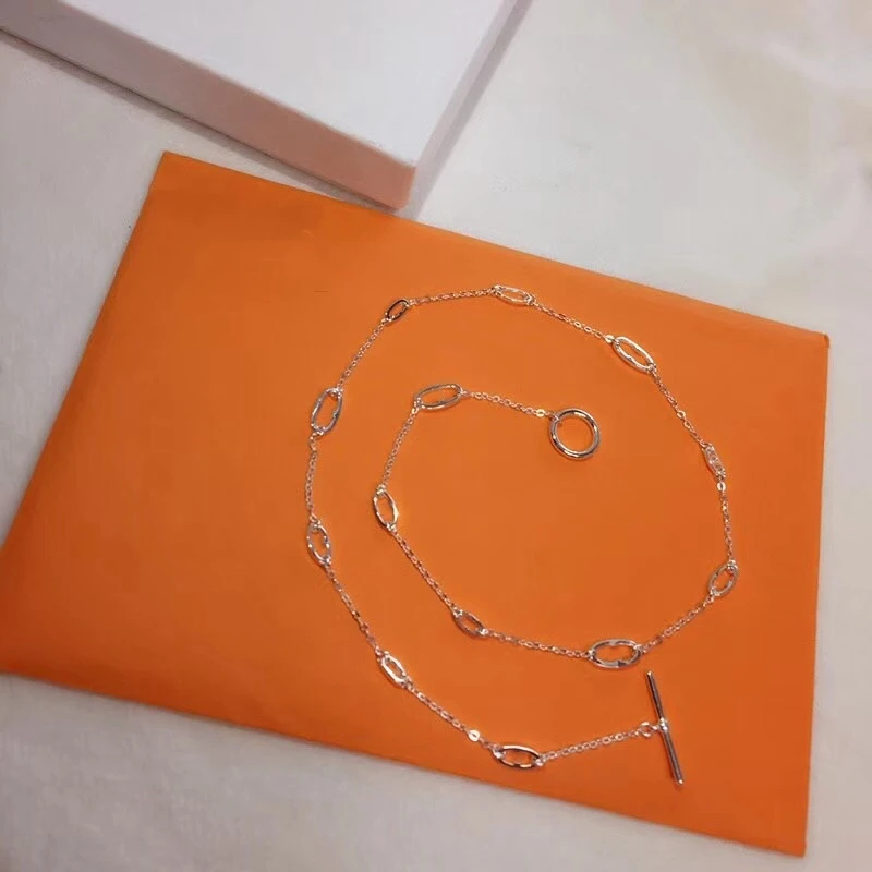 Цепочка на воротник женская из серебра 925 пробы с буквой H|Ожерелья| |