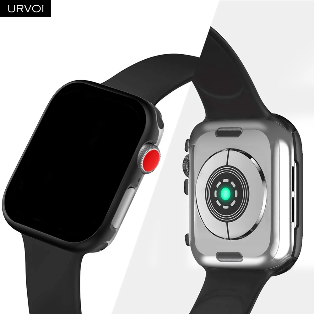 Металлический Чехол URVOI для apple watch series 5 4 3 2 1, чехол с закаленным стеклом для iwatch 40 мм 44 мм, жесткая рамка, алюминиевый бампер