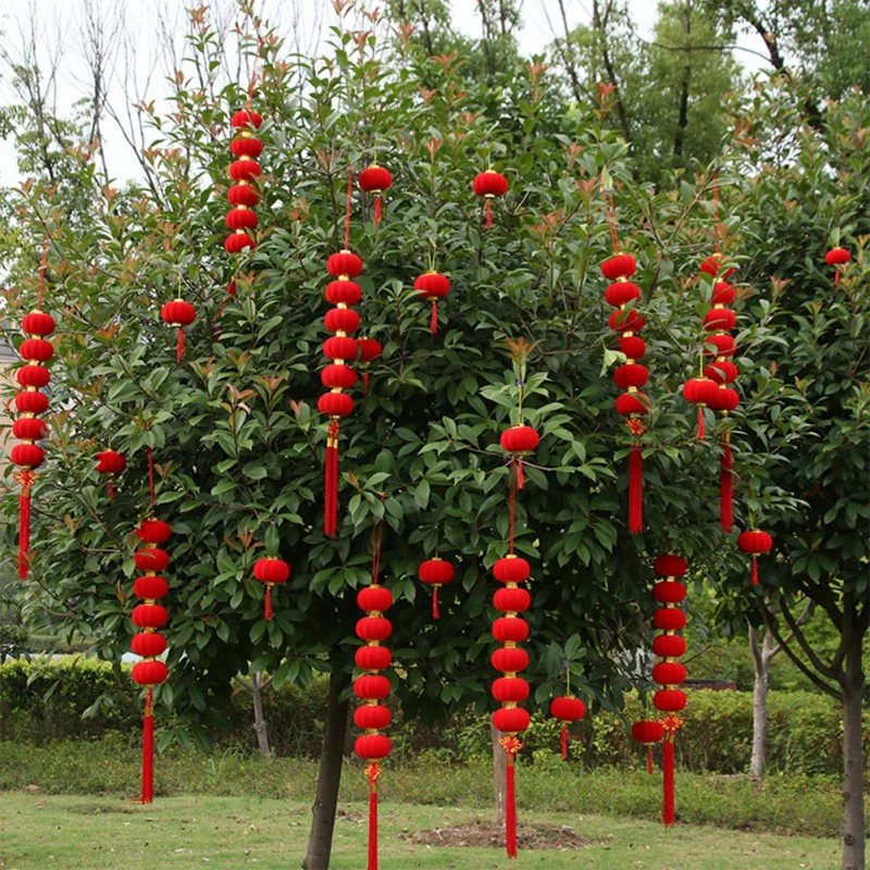 16 шт./упак. из ткани с бархатным покрытием небольшой Фонари висит украшение дома