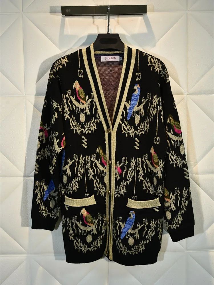 Женский вязаный кардиган Винтажный Длинный свитер с v образным вырезом и