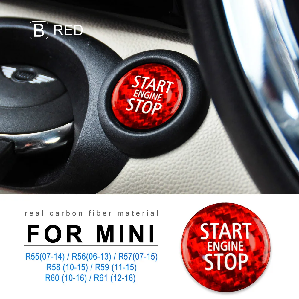 

AMBERMILE для Mini Cooper R55 R56 R57 R58 R59 R60 R61 аксессуары из углеродного волокна, кнопка запуска и остановки двигателя автомобиля, внутренняя наклейка