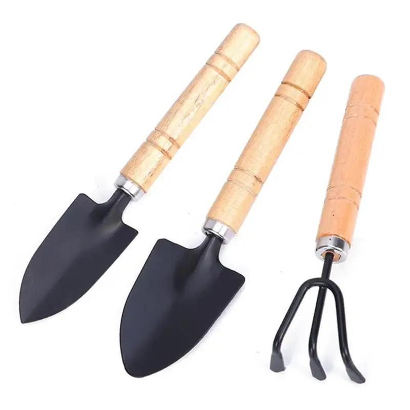 

3Pcs/set Mini Shovel Rake Set Wooden Handle Metal Head Shovel for Flowers Potted Plants Mini Garden Tool Seed Disseminators