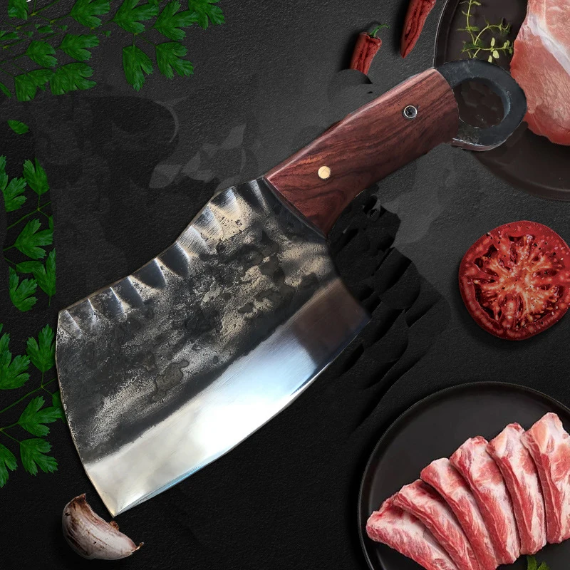 

Forged High Manganese Steel Manual Knife Chinese Traditional Cleaver chef Chopping Knife Bone Meat Multi-Purpose Kitchen Knife