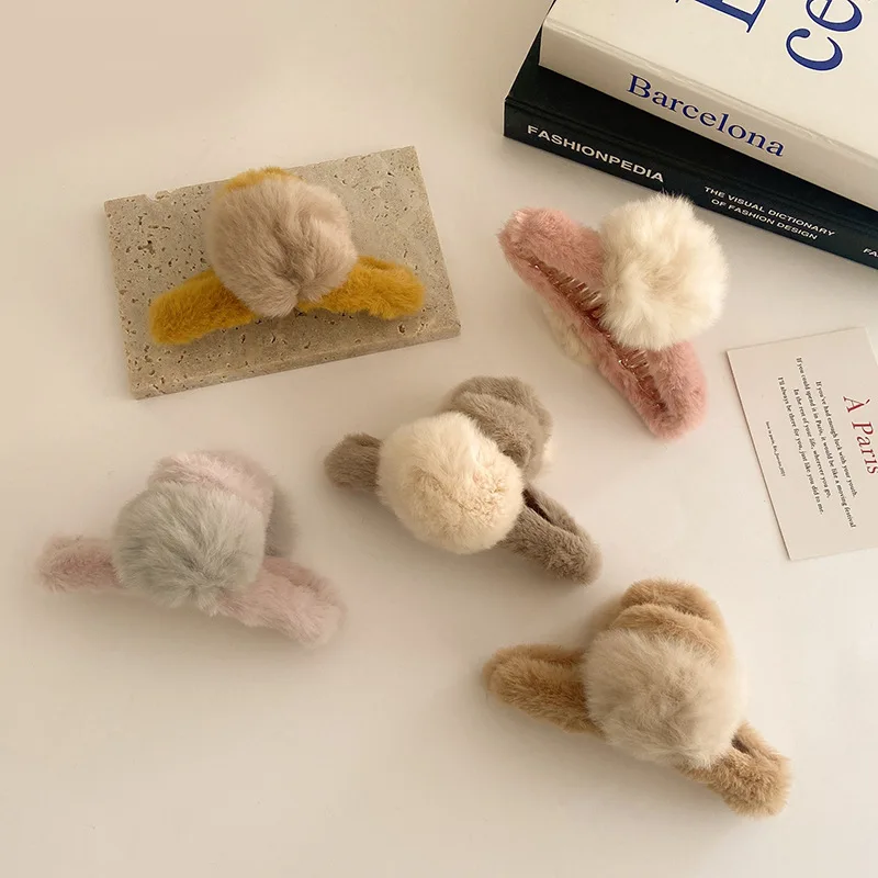 Женская зимняя элегантная шпилька для волос из искусственного меха |