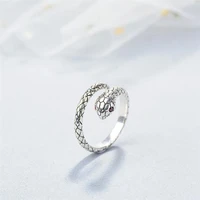 season gate 925 thai silver fashion retro red eyes snake cobra adjustable size open ring for women girls sr056