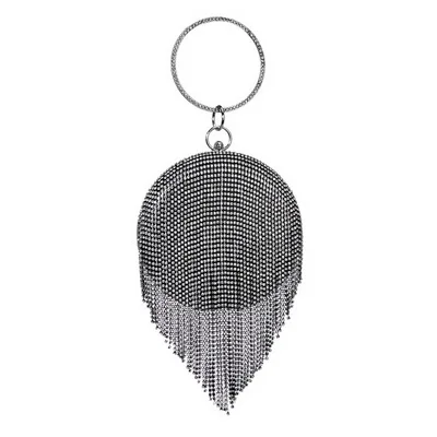 YM8210grey Бриллианты круговой день клатчи мяч Модные женские вечерние сумки кисточкой стразы маленький день клатч вечерние сумки - Цвет: YM8210grey