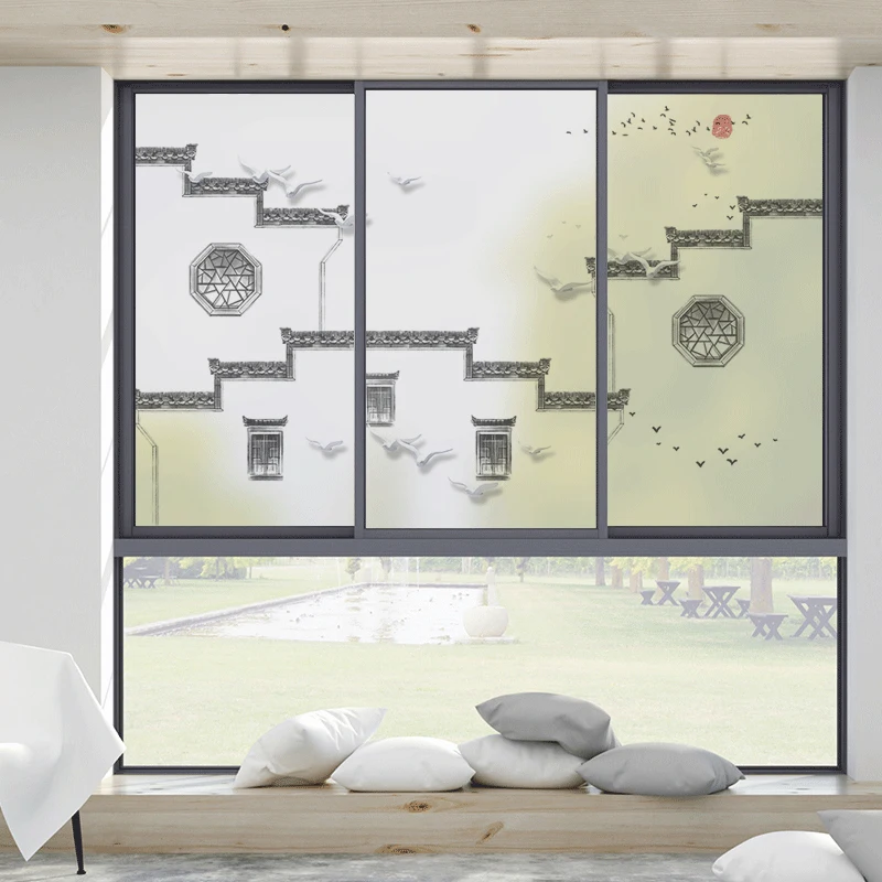 

Customized toilet static film window Chinese light-transparent opaque peep-proof toilet bathroom self-adhesive