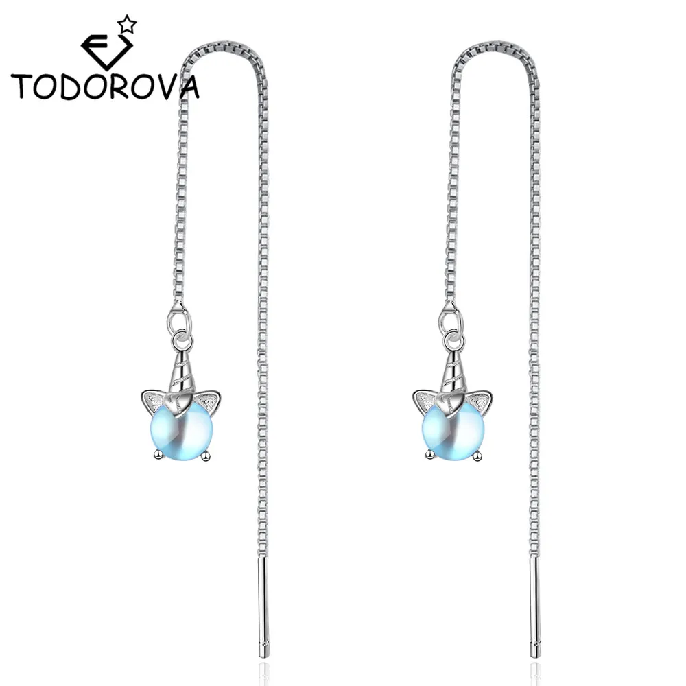 Todorova модные серьги для женщин фэнтези градиент кристалл единорог кисточка Ушная