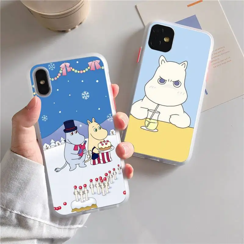 

Moomintroll Cartoon Cute moomines Phone Case For iphone 13 12 11 xr xs x 7 8 pro max Plain Soft TPU Silicone Clear Case Cover