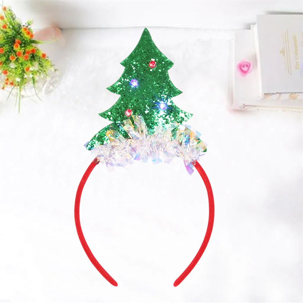 Оголовье на Рождественскую вечеринку с деревом и светодиодами для девочек #445.