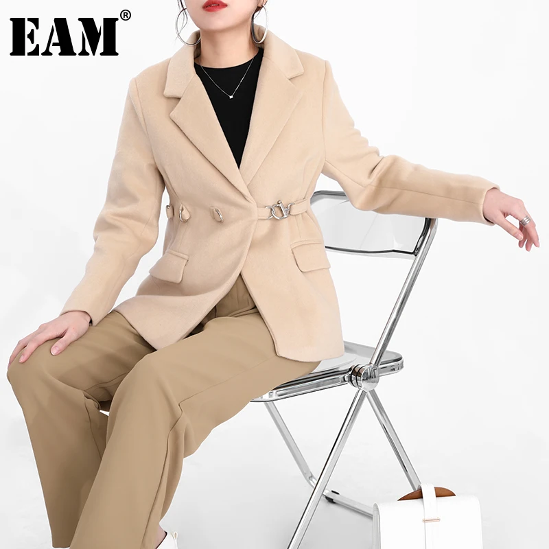 

[EAM] свободное коричневое темперментное толстое шерстяное пальто, парки, новое женское модное пальто с длинным рукавом, Осень-зима 2021, 1DD369416