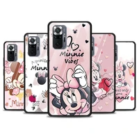 pink minnie cartoon cute for xiaomi redmi note 10 pro max 10s 9t 9s 9 8t 8 7 pro 5g luxury tempered glass phone case cover