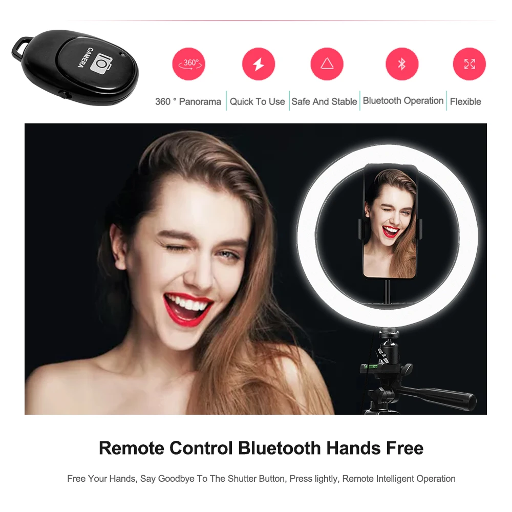

10inch Ring Light With 130Cm Tripod Led Ring Light 26cm With Stand Bluetooth Studio Light Ring Avec Trepied Lamp For Youtube