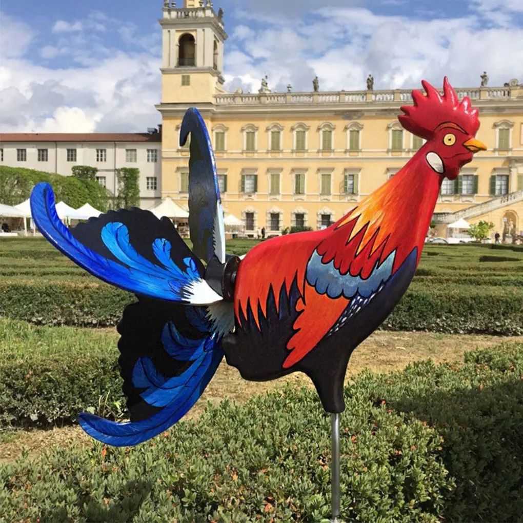 

Garden Windmill Chicken Modeling Yard Art Wind Turntable Decoration Wooden Statue Park Wooden Pile Props Children'S Toys