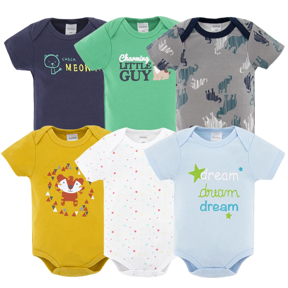 HY21032106 Honeyzone 6 шт. Детские боди из хлопка цельный короткий рукав Roupa De Bebes летний комплект одежды для маленьких мальчиков - Цвет: HY21032106