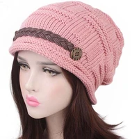woman knitted caps earmuffs hat fashion winter pure manual warm cap four color christmas gift