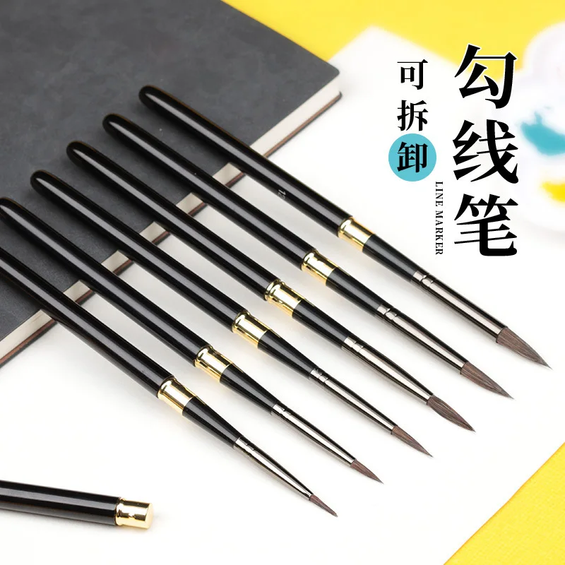 

7 Pcs Miniature Hook Line Pen Art Painting Brushes Weasel Hair Paint Brush Gouache Watercolor Oil Paints Artists Hand Painted