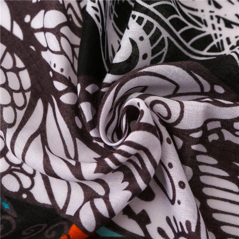 

2020 autumn luxury colour print silk scarves women autumn new style sunscreen Beach towel Ethnic style Cotton and linen shawl