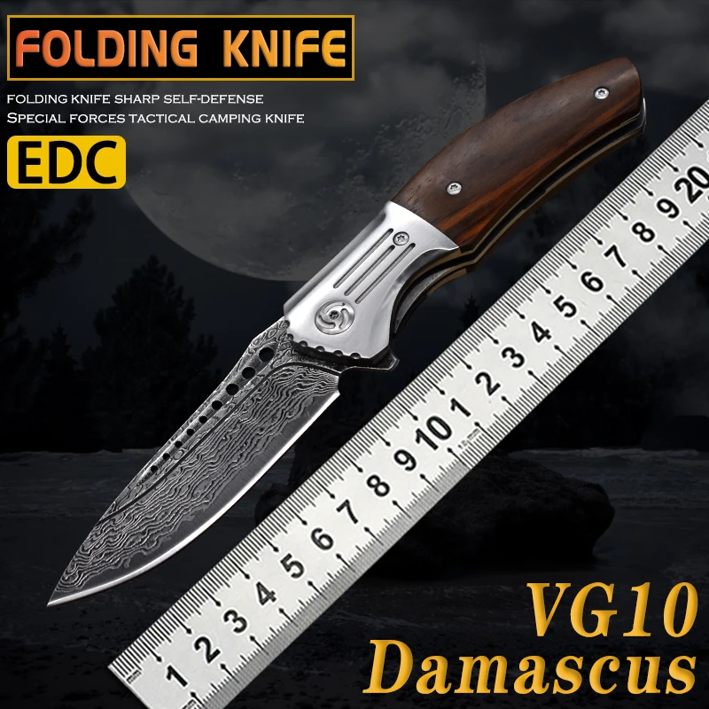

Folding Knife VG10 Damascus Steel High Hardness Portable Self-Defense Special Forces Camping Tactics Hunting Survival Knives EDC
