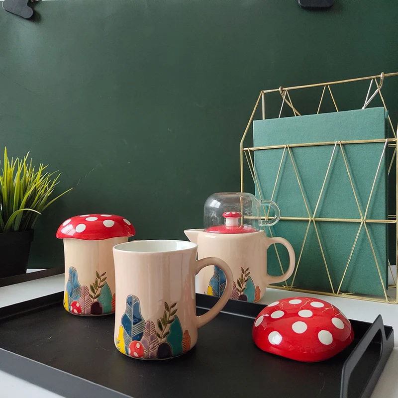 

Cartoon Cute Mushroom Mugs Coffee Cups Ceramic Mugs Office Home Breakfast Mug Creative Printing Mug For Friends And Relatives