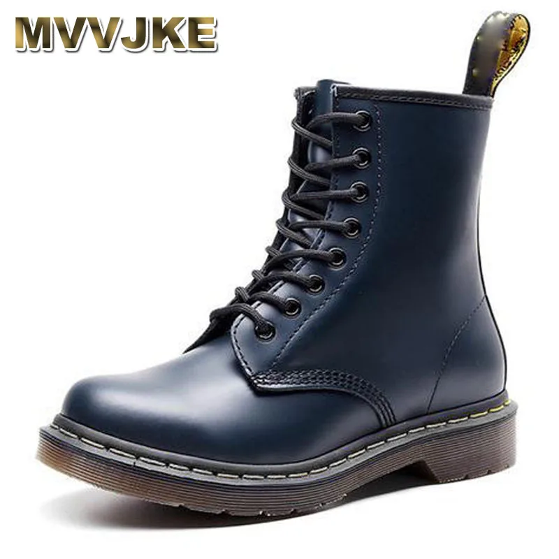 

MVVJKE Women Ankle Boots Autumn British Wind Genuine Leather Thick With Fur Female Short Boots Couples Men High Top Warm Snow