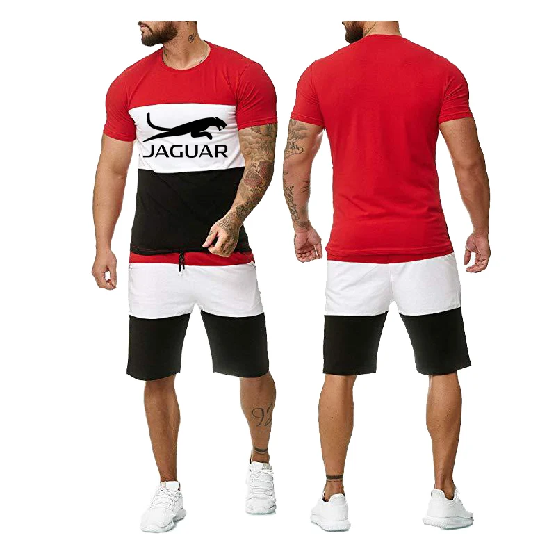

Men's Three-Color Short-Sleeved T-Shirt Printed Top And Five-Point Pants Shorts Two-Piece Casual Men's Short-Sleeved Suit Set