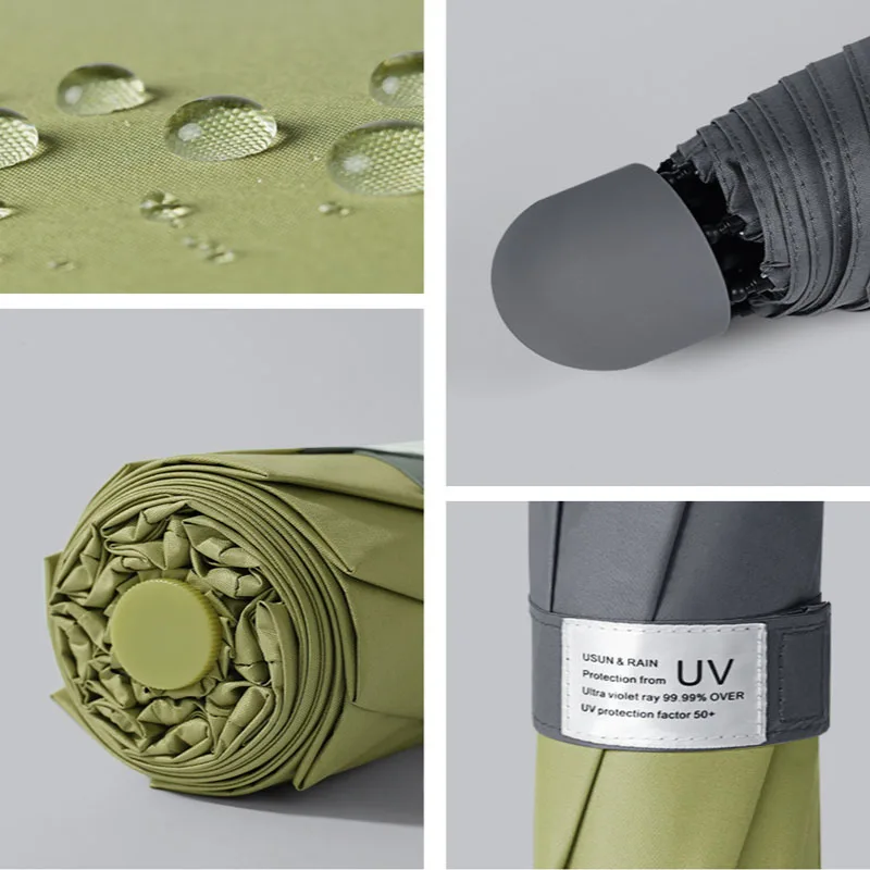 Ветрозащитный 8 ребер Мини зонтик от дождя для женщин и мужчин анти УФ 5 складной