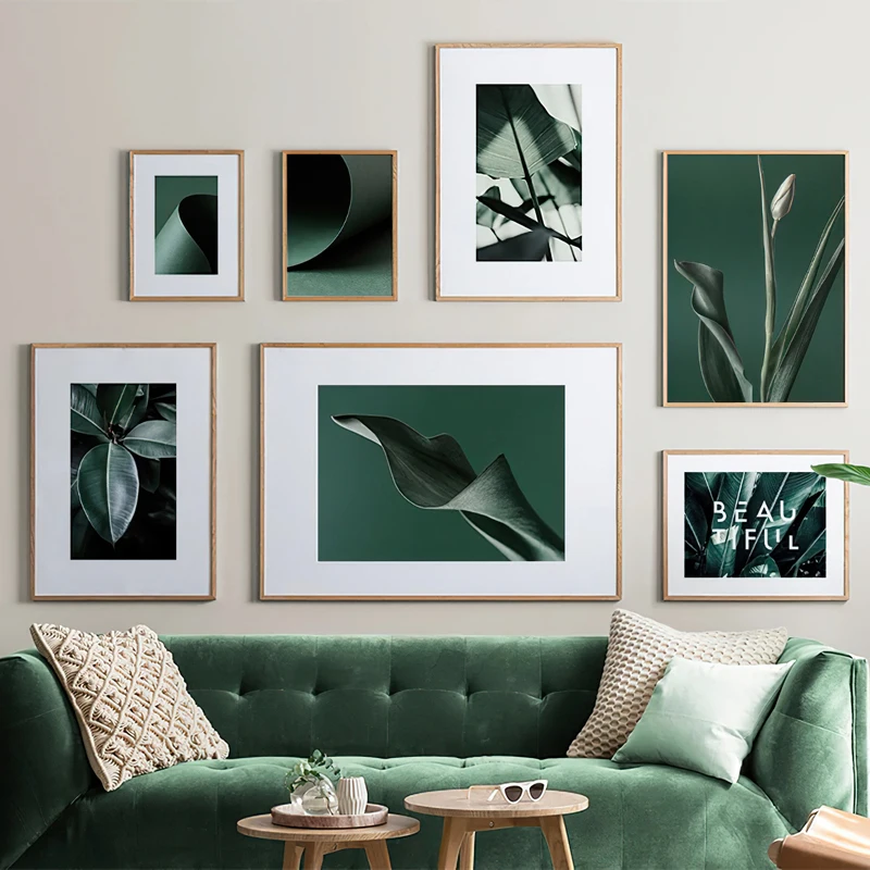 

Nordic Abstract Green Plants Leaves Flower Wall Art Canvas Painting Poster And Print Picture For Living Room Bedroom Home Decor