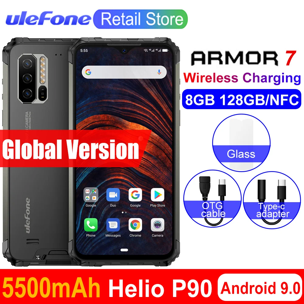Ulefone Armor 7 Android 9 0 IP68 смартфон NFC Helio P90 Octa Core 6 3 'Ǝ GB + 128GB 48MP 5500mAh 4G глобальная версия