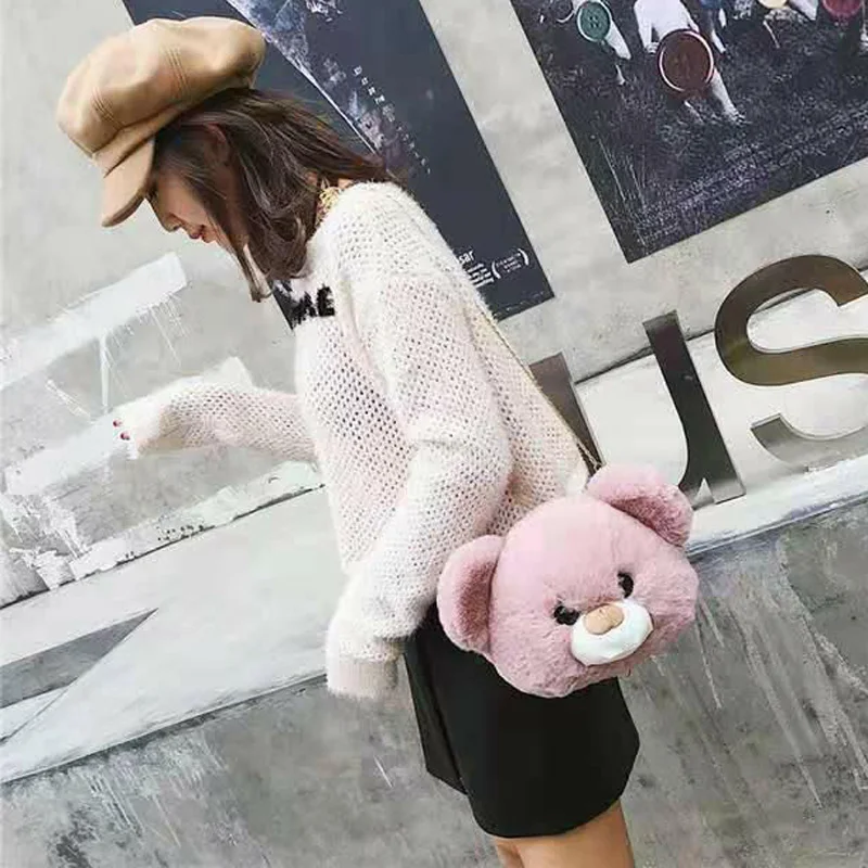 Kawaii Bear сумка, плюшевые сумки, мягкая кукла, чучело, игрушки, 25 см., дикая сумка-мессенджер, сумка на цепочке, подарки для девочек, детский рюкзак DBB001