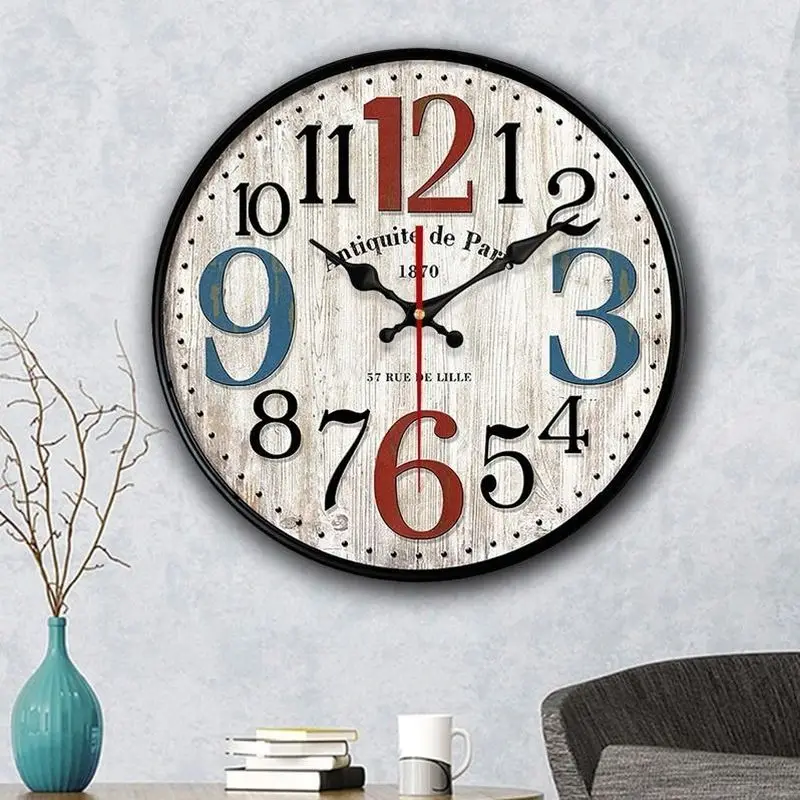 

American Clocks Bedroom Mute Wall Clock Home Decoration Wall Clock Creative Living Room Fashion Quartz Clock Round European