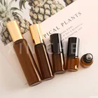 50 шт. Янтарный круглая роликовая бутылка эфирного масла духов многократного пользования пустой Стекло контейнер макияжа флаконы 123510 мл