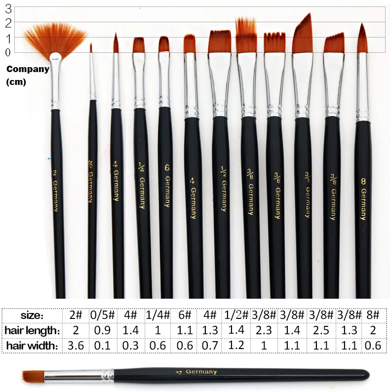 12 шт набор нейлоновых волосяных Акриловая картина маслом Краски ing акварель