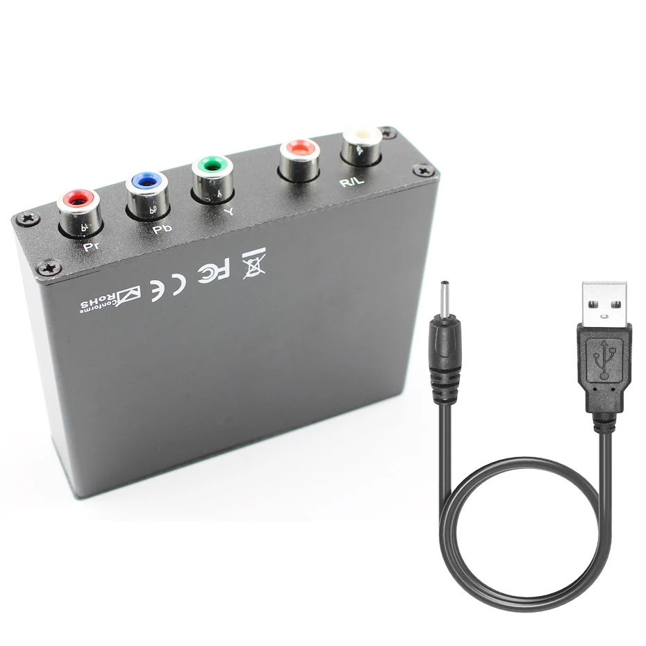 5 RCA Ypbpr компонент к HDMI HDTV Видео Аудио конвертер адаптер с питанием(USB DC кабель