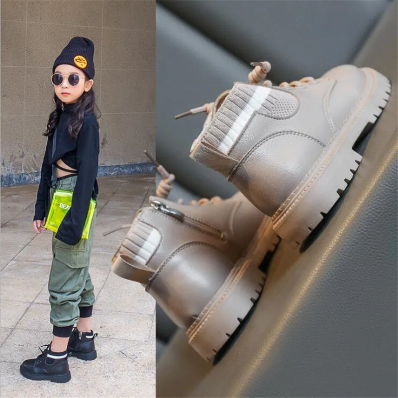 

Girls Martin boots 2020 spring and autumn new single shoes girls boots children British style high-top shoes student short boots