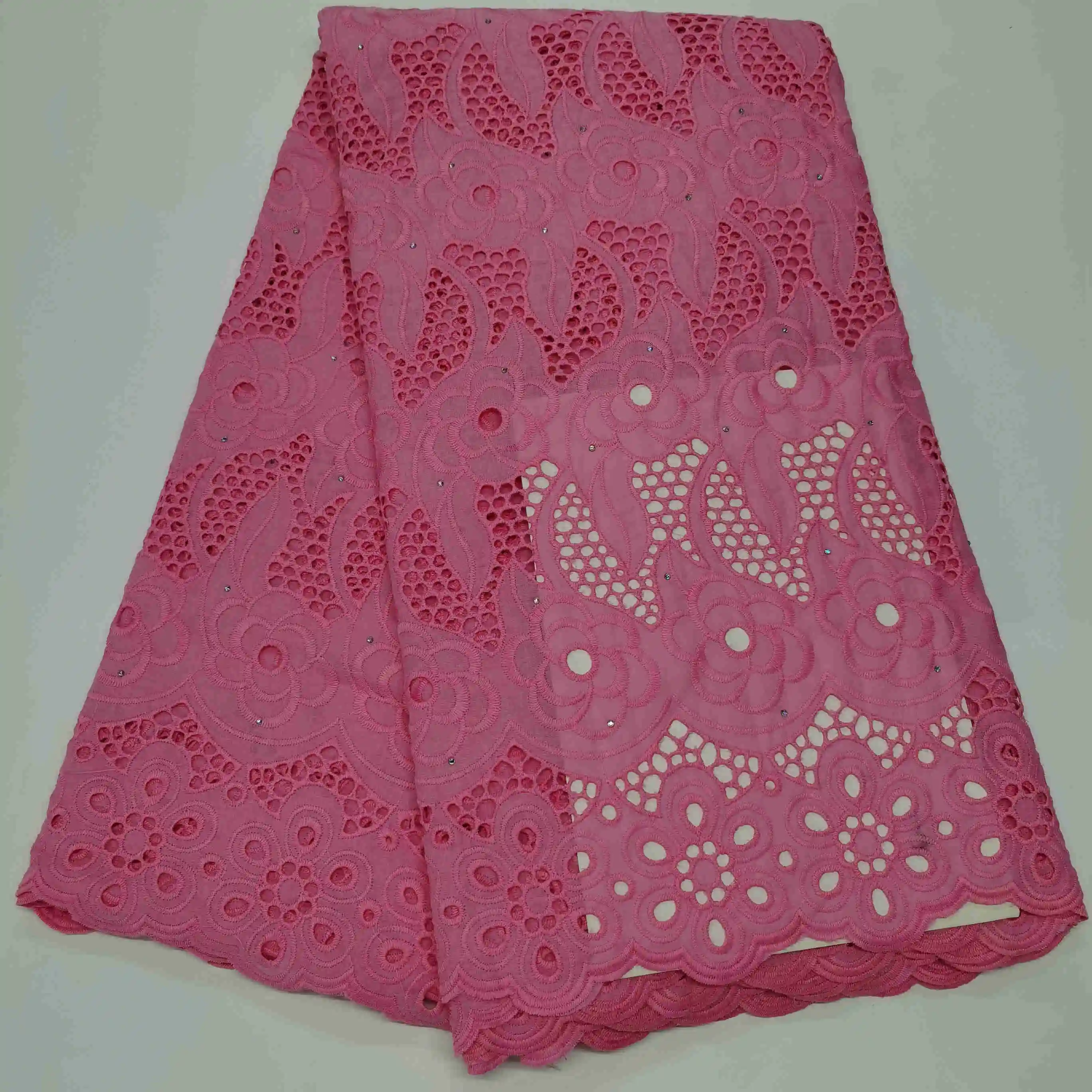 

African Hollow Swiss Voile Lace Fabric For Clothes Nigerian Embroidered Cotton Lace Fabric Swiss Dry Lace Fabric In Switzerland