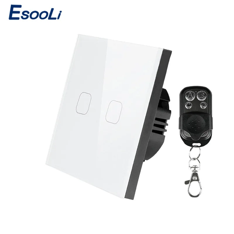1 Gang Remote Black Esooli сенсорный выключатель 1 банда 1 способ, умный настенный выключатель, сенсорный выключатель света, беспроводной дистанционный переключатель освещения 220 В - Цвет: 1 Gang Remote Black