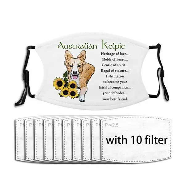 

Heritage Australian Kelpie 2 Face Mask Mask Unisex Reusable Anti Haze Anti Dust Respirator Mask with Filters