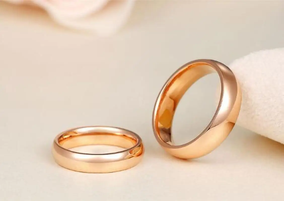 Классические глянцевые обручальные кольца 18K AU750 True Solid Gold Rose для женщин и мужчин