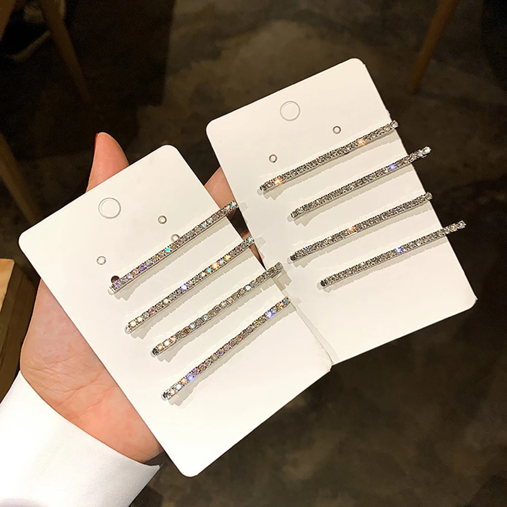 4 шт. блестящие украшения с камнями и стразами заколки для волос металлические