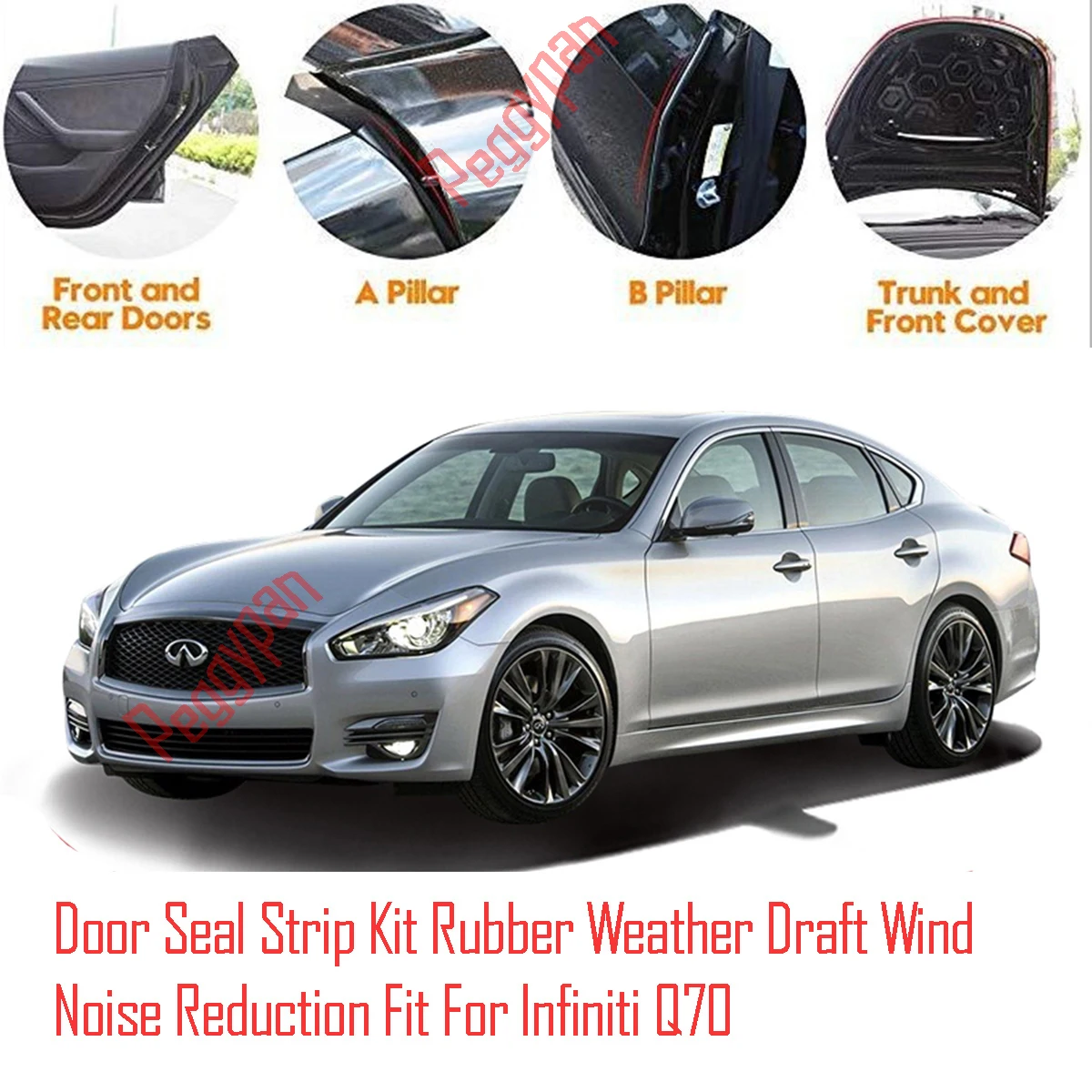Door Seal Strip Kit Self Adhesive Window Engine Cover Soundproof Rubber Weather Draft Wind Noise Reduction Fit For Infiniti Q70