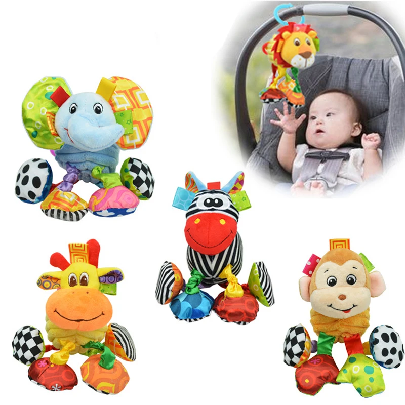 Baby Rattle Ring Bell Toy Soft Plush Elephant Crib Bed Hanging Animal Teether Infant Early Educational Doll WJ323|bed hanging|baby rattlecrib bed |