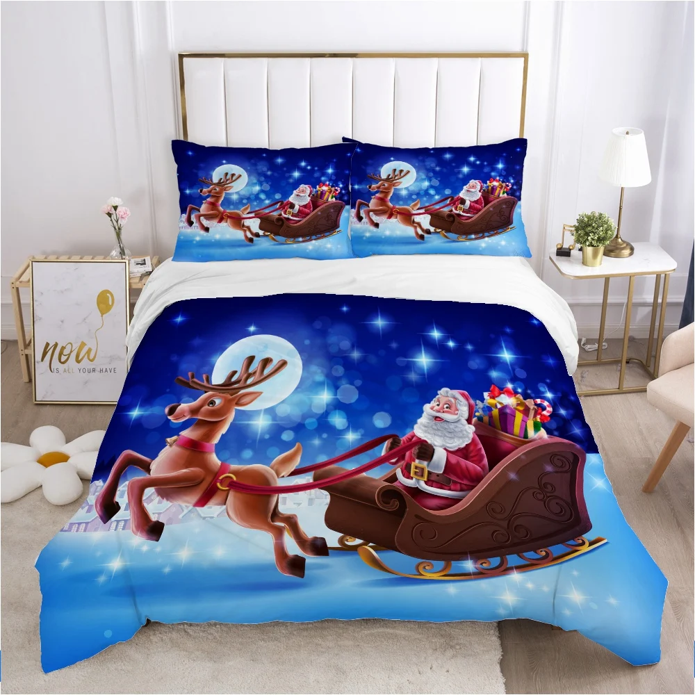 Christmas santa claus Duvet cover set 240x220 200x200 Bedding Twin Queen King Double Bed linens Quilt Bedclothes Socks | Дом и сад