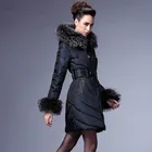 2020 роскошный зимний пуховик для женщин, теплые толстые куртки на белом утином пуху, Длинные облегающие пальто с воротником из натурального меха енота, 1507201