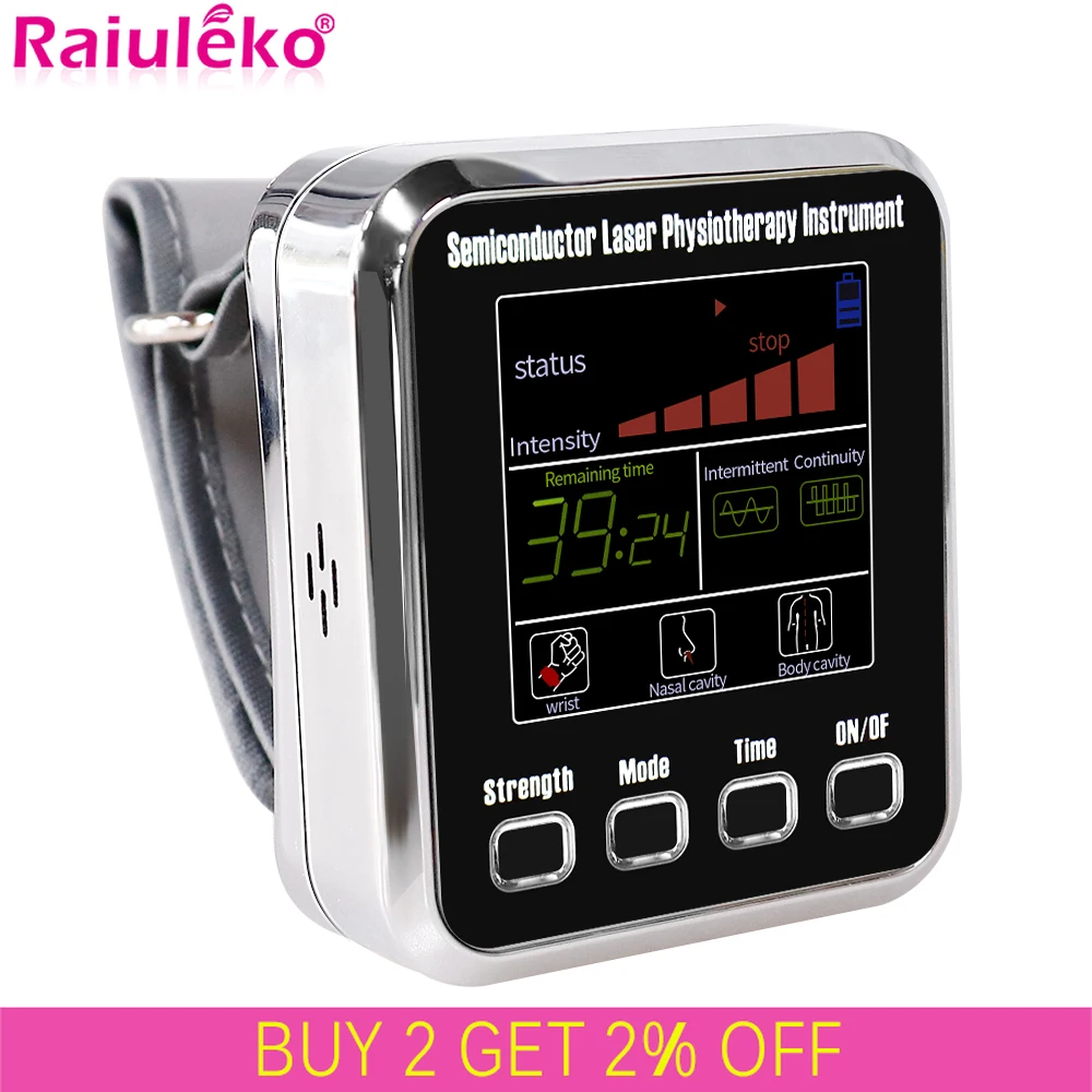 

650nm Low Level Laser Therapy Sinusitis Wrist LLLT Watch 12/7 Laser Physiotherapy Rhinitis Hypertension Treatment Diabetic Watch