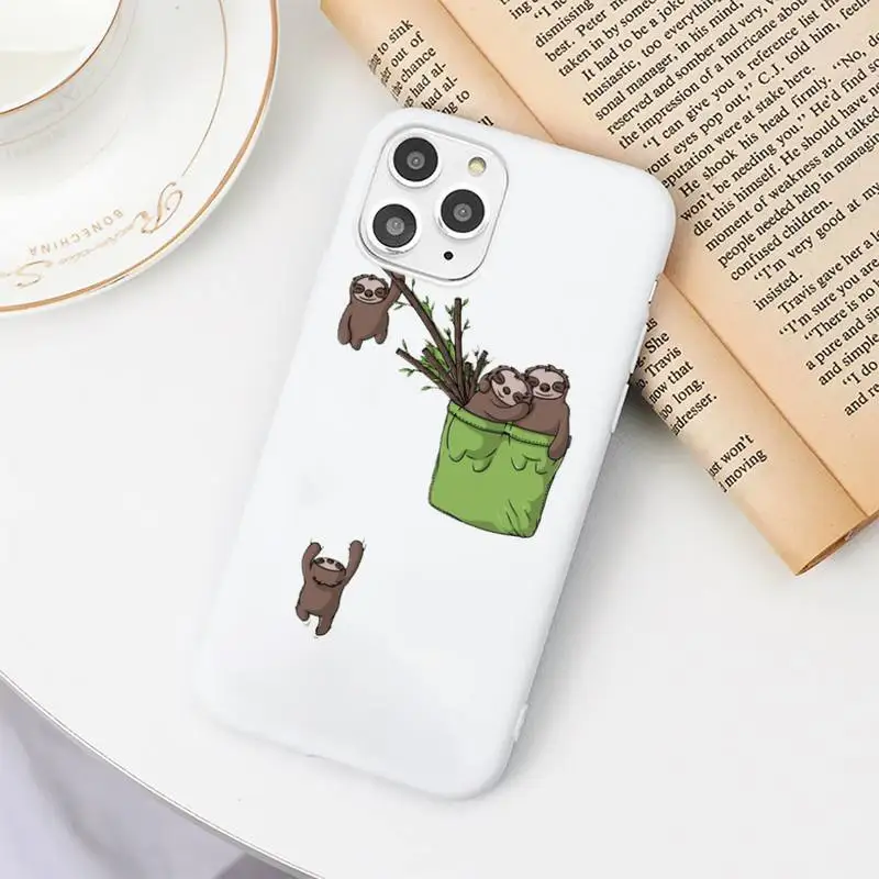 

Cute sloth cartoon Animals funny Phone Case Candy Color for iPhone 11 12 mini pro XS MAX 8 7 6 6S Plus X SE 2020 XR