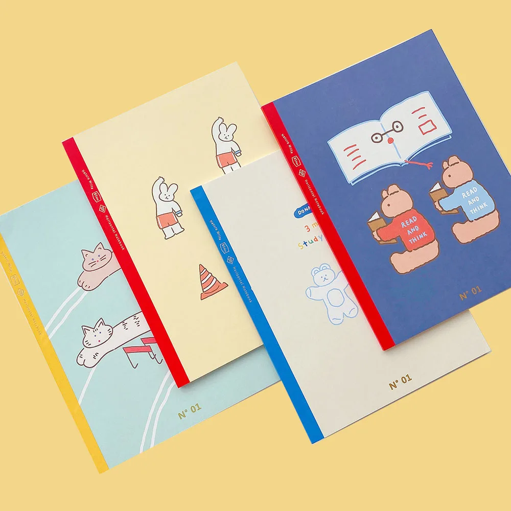 

4Pcs Ins Line Notebooks Set Cute Sketchbook School Office Supplies Stationery