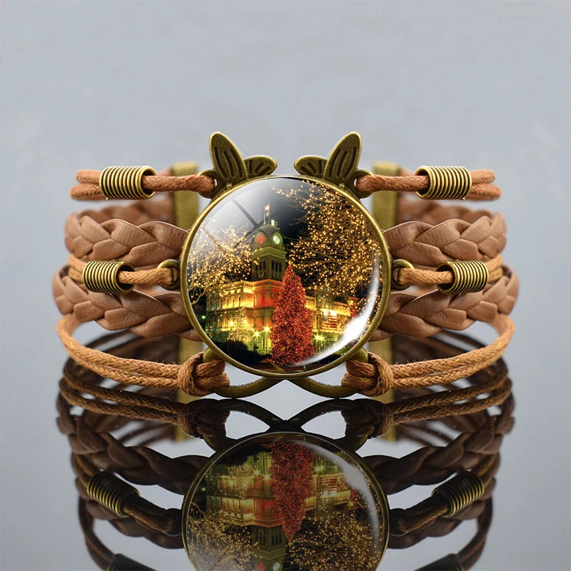 Рождественский Снежный дом бронзовый коричневый браслет ручной работы модный