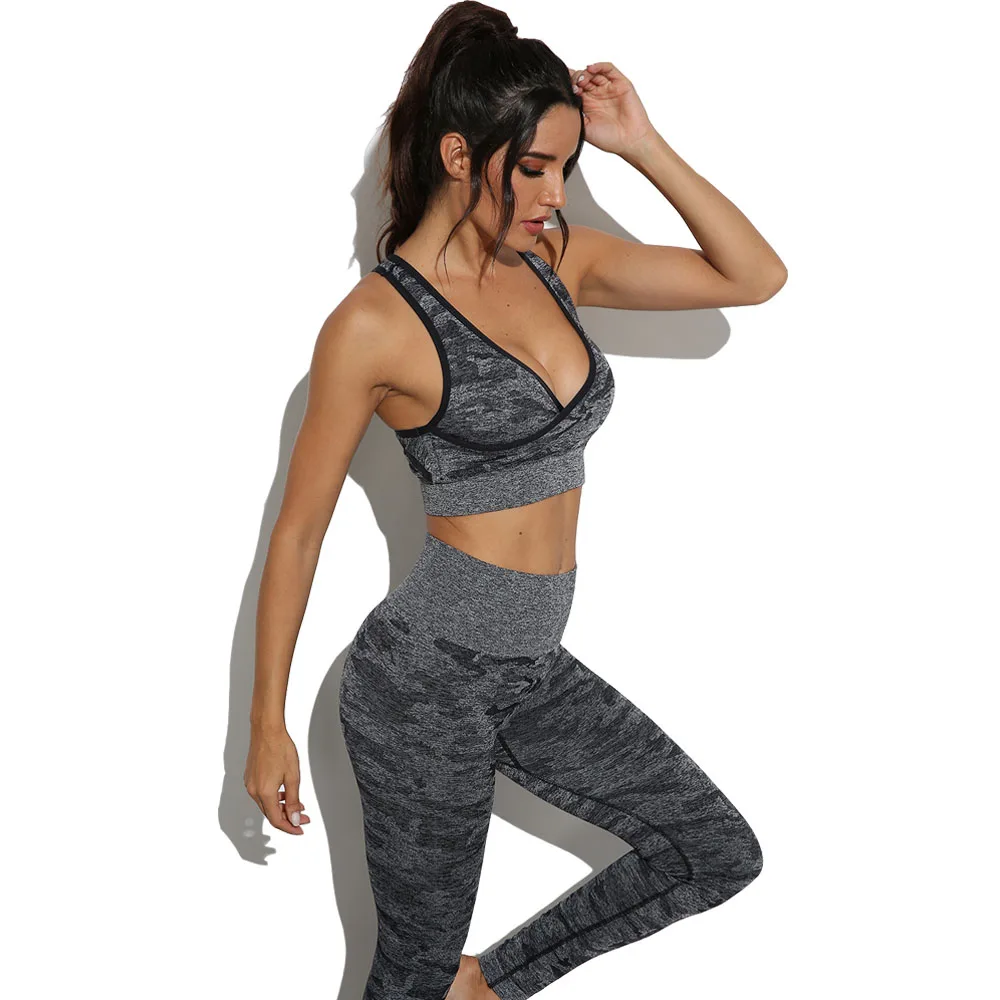 Бесшовный комплект для йоги женская одежда фитнеса спортивная женские леггинсы