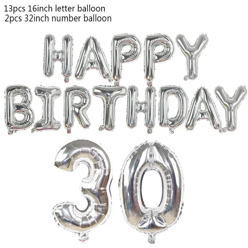 1 Набор С Днем Рождения украшения для вечеринки золотые серебряные буквы цифры